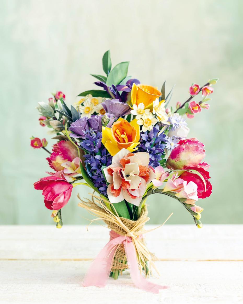 The Bouquet in a Book: Spring - the die cut pages press  out and form this complete paper bouquet!