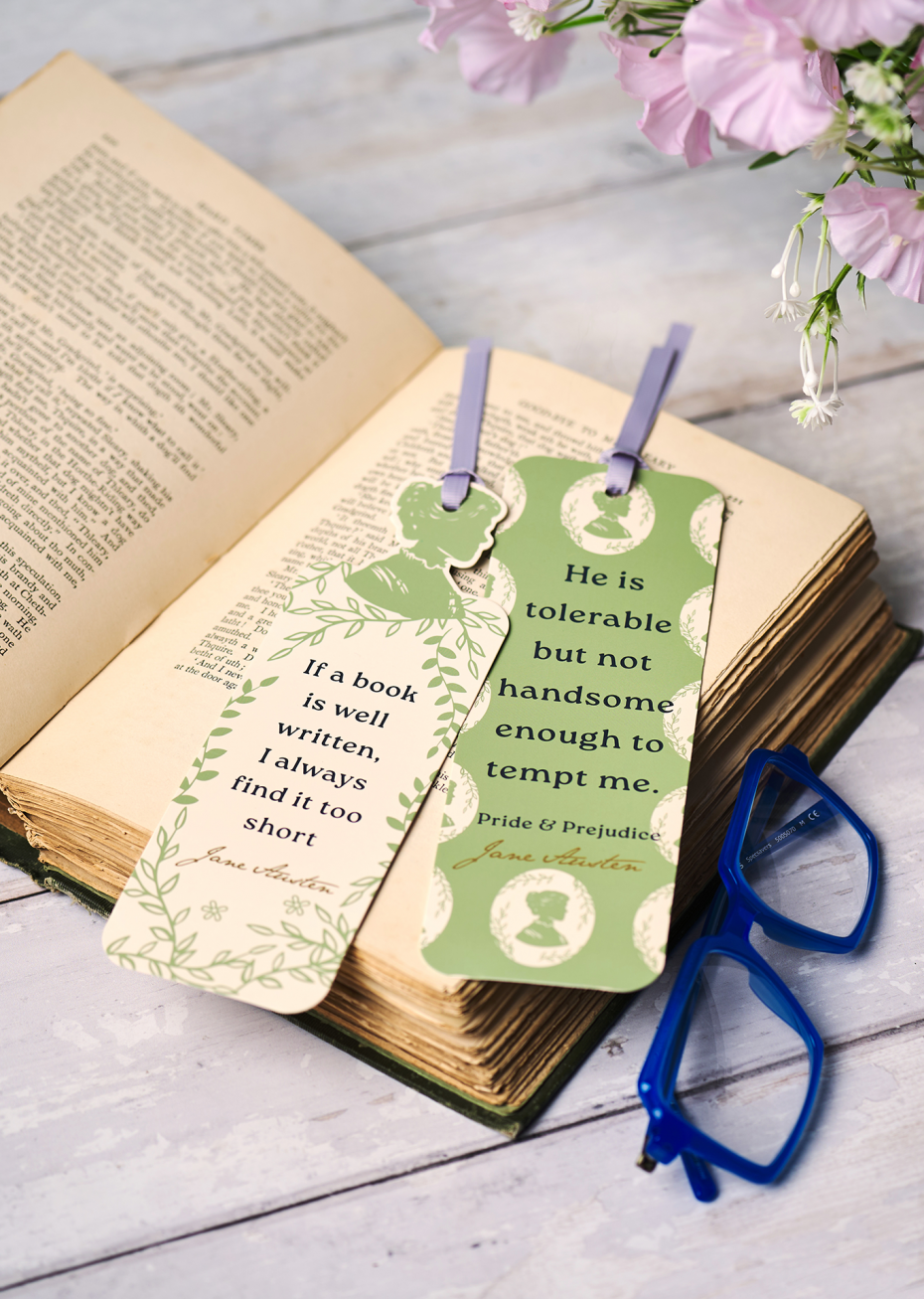 Jane Austen paper bookmarks.