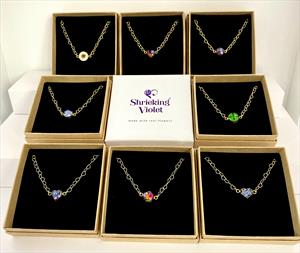 Heart chain bracelet with real flower charm