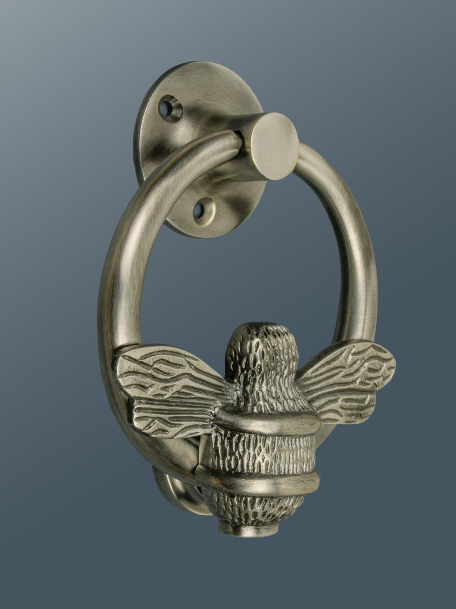 Brass Bumble Bee Ring Door Knocker - Pewter Finish