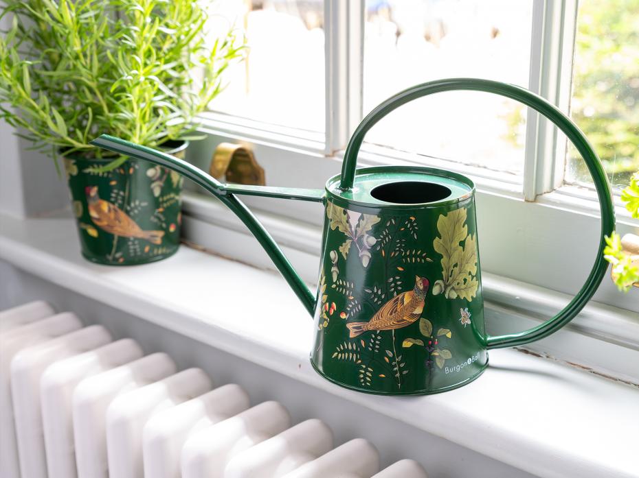 Burgon and Ball RHS Gifts for Gardeners 'Woodland Wonders' watering can and herb pots