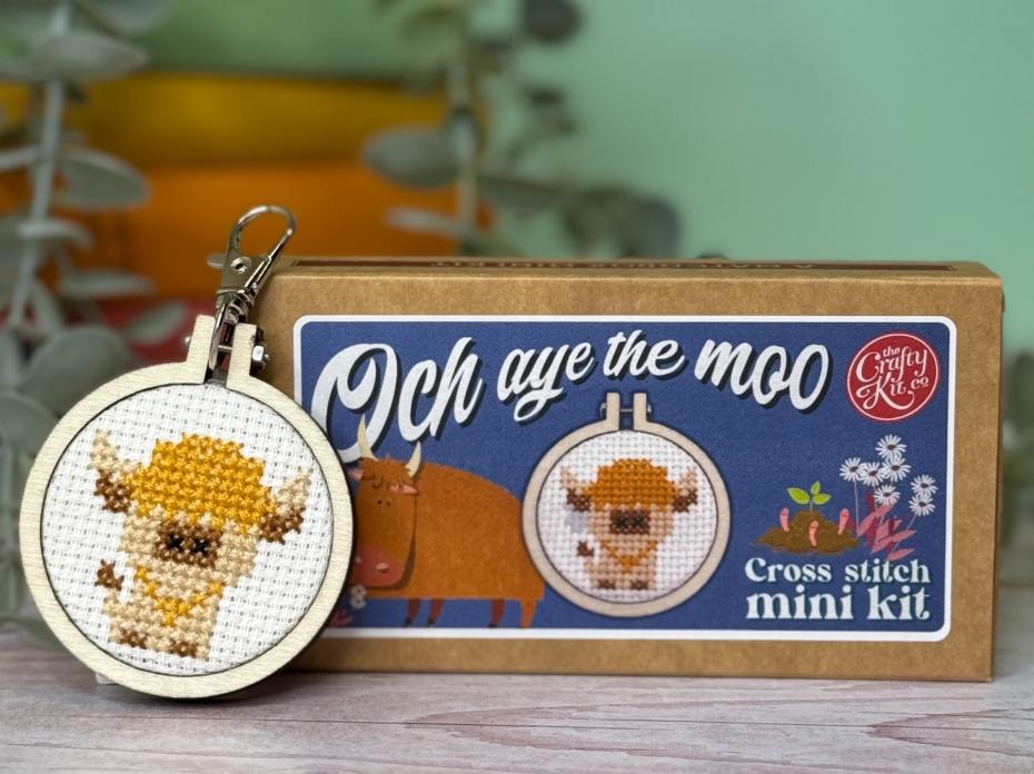 Och Aye the Moo Mini Matchbox Cross Stitch Kit