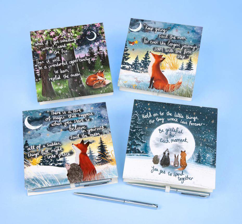 Fox Under the Moon Memo Blocks and Pen Set