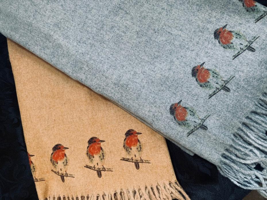 Handprinted Cashmere Scarves with a Touch of Festive Sparkle
