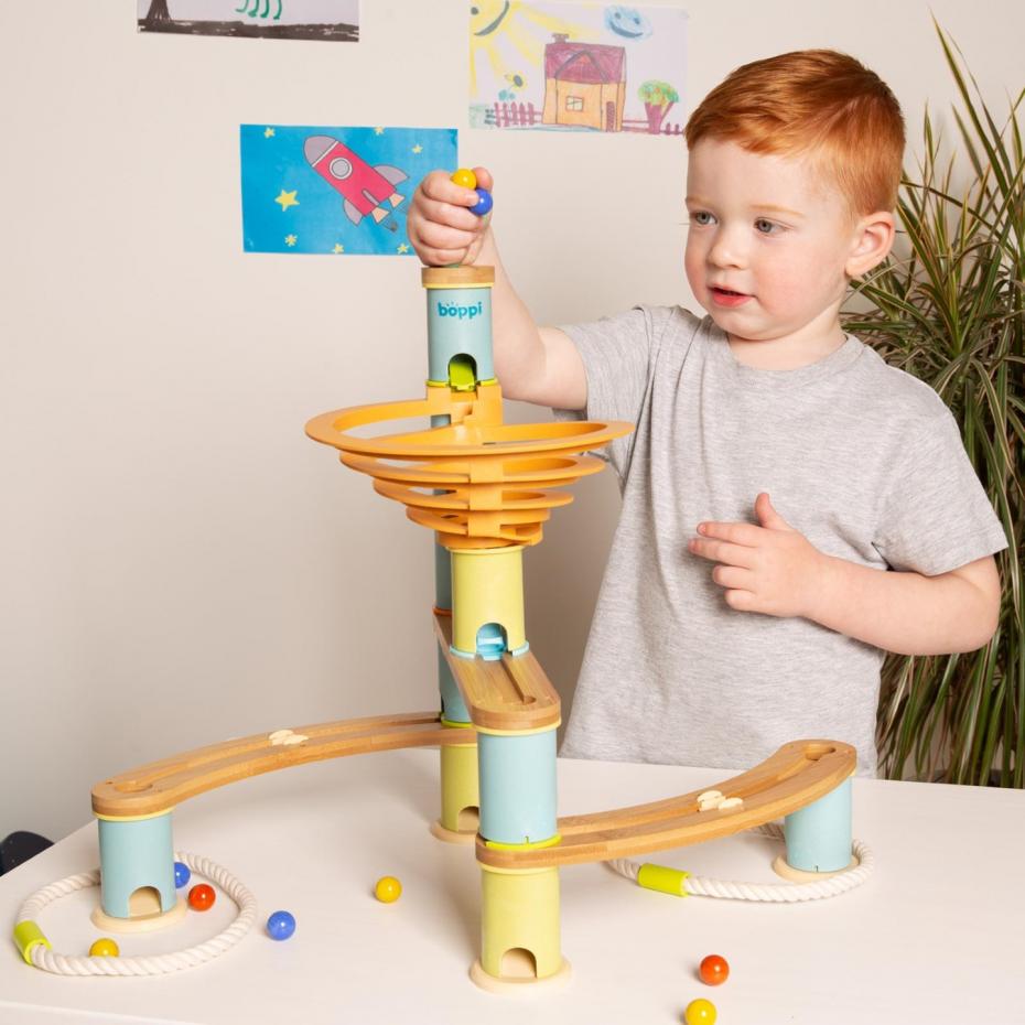 boppi Bamboo Marble Run Lifestyle Image - Starter Pack