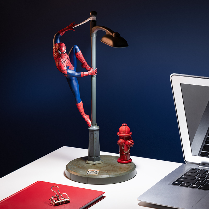 Spiderman Lamp lifestyle with the light on