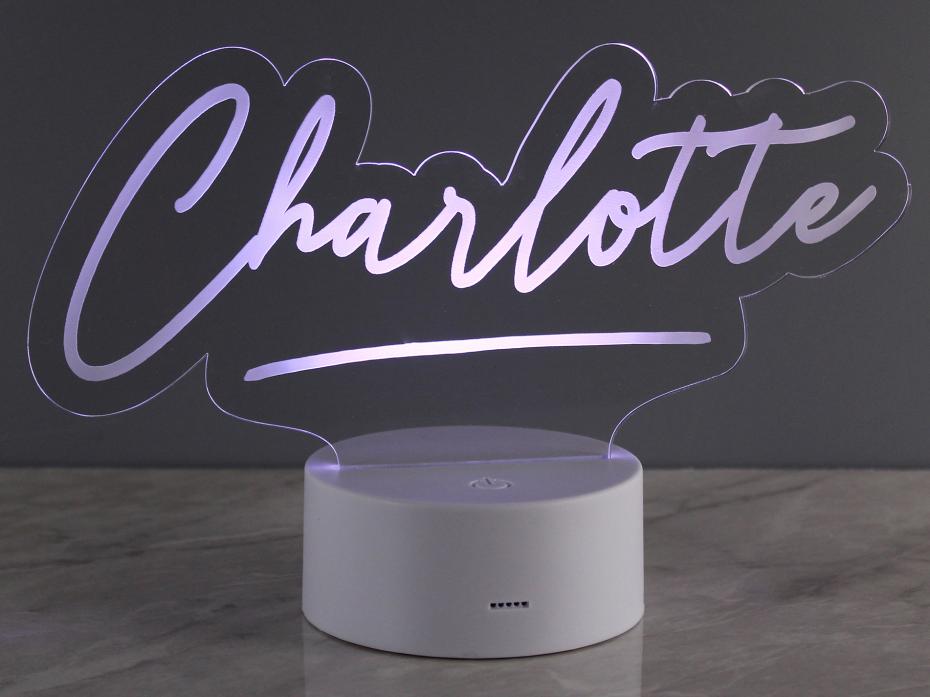 Personalised Free Text LED Colour Changing Light