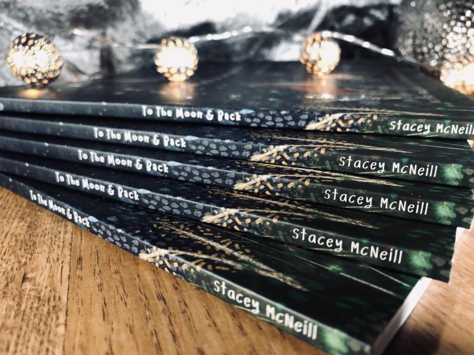 A pile of 'To The Moon & Back' books