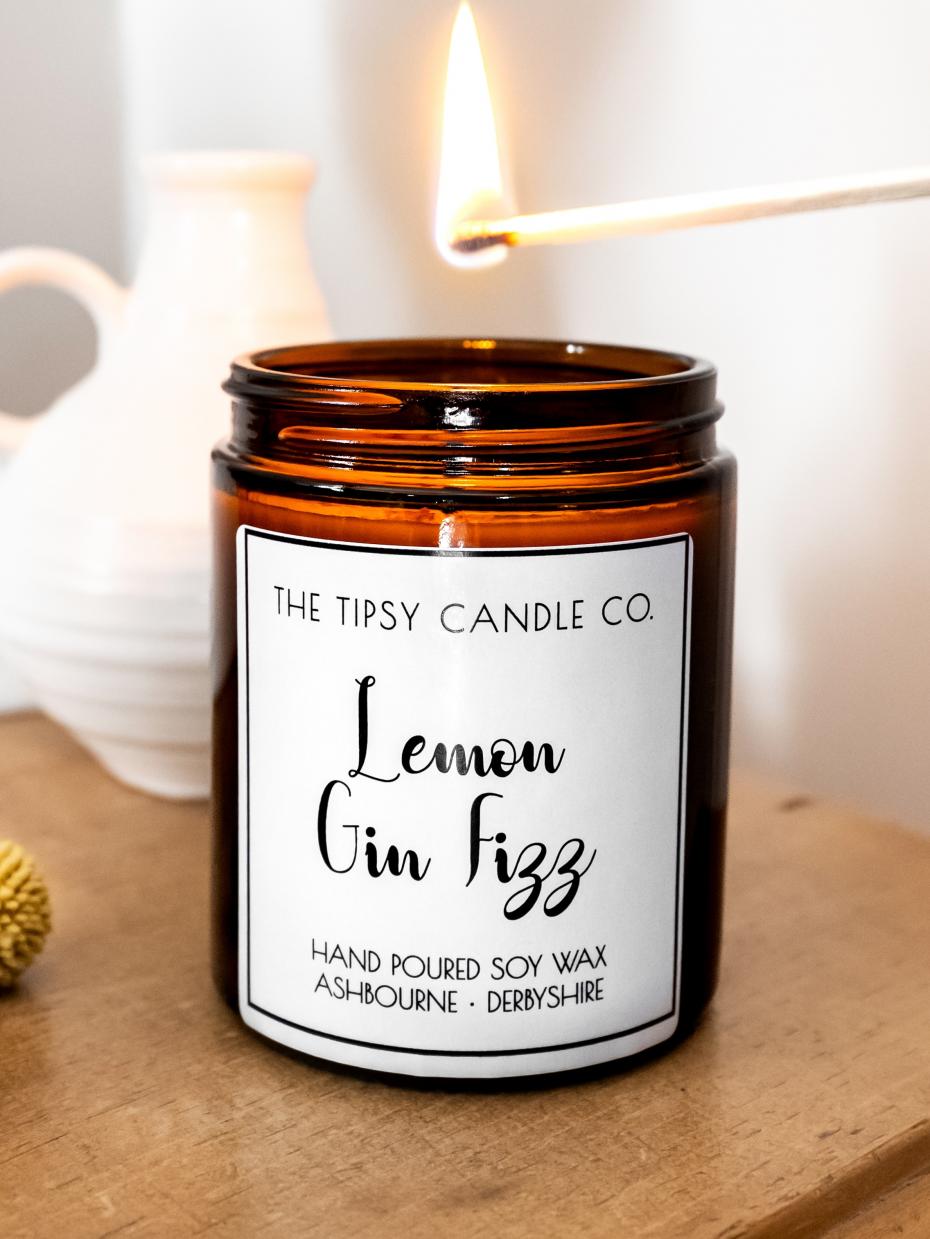 Lemon Gin Fizz in Amber Glass