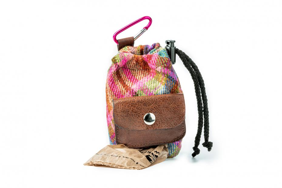 Dapper Dog treat bag in pink tweeed