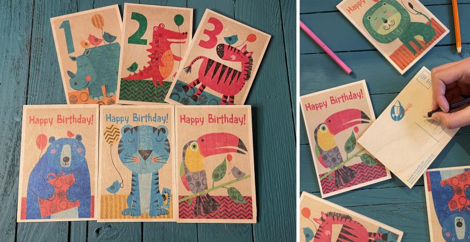 Zoo Buddies Wooden Postcards