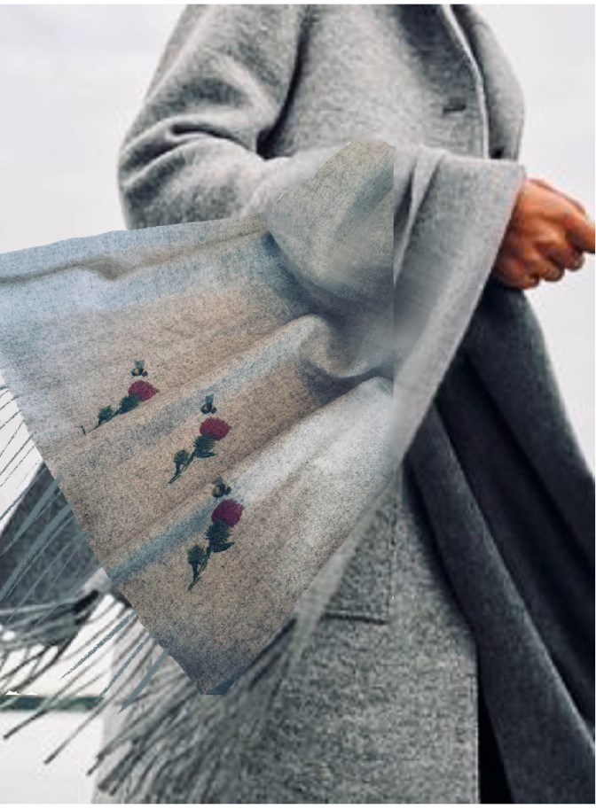 Thistles and Bees on Grey