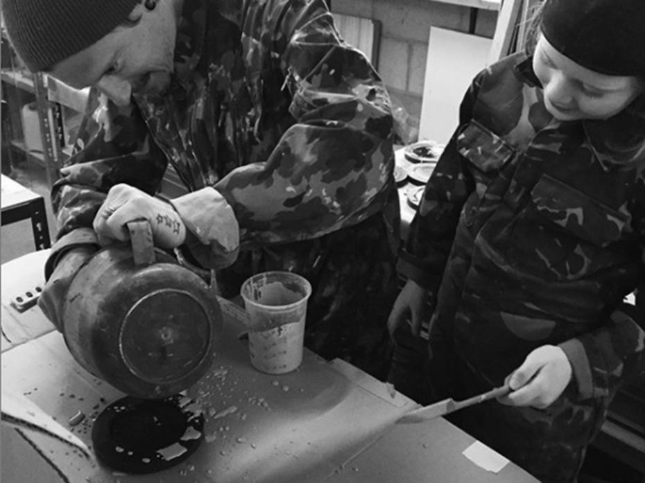 Behind the scenes - first ever splatter concrete creation!