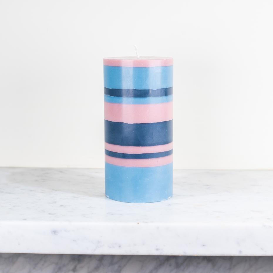 Eco Striped Pillar Candles, 2 Sizes