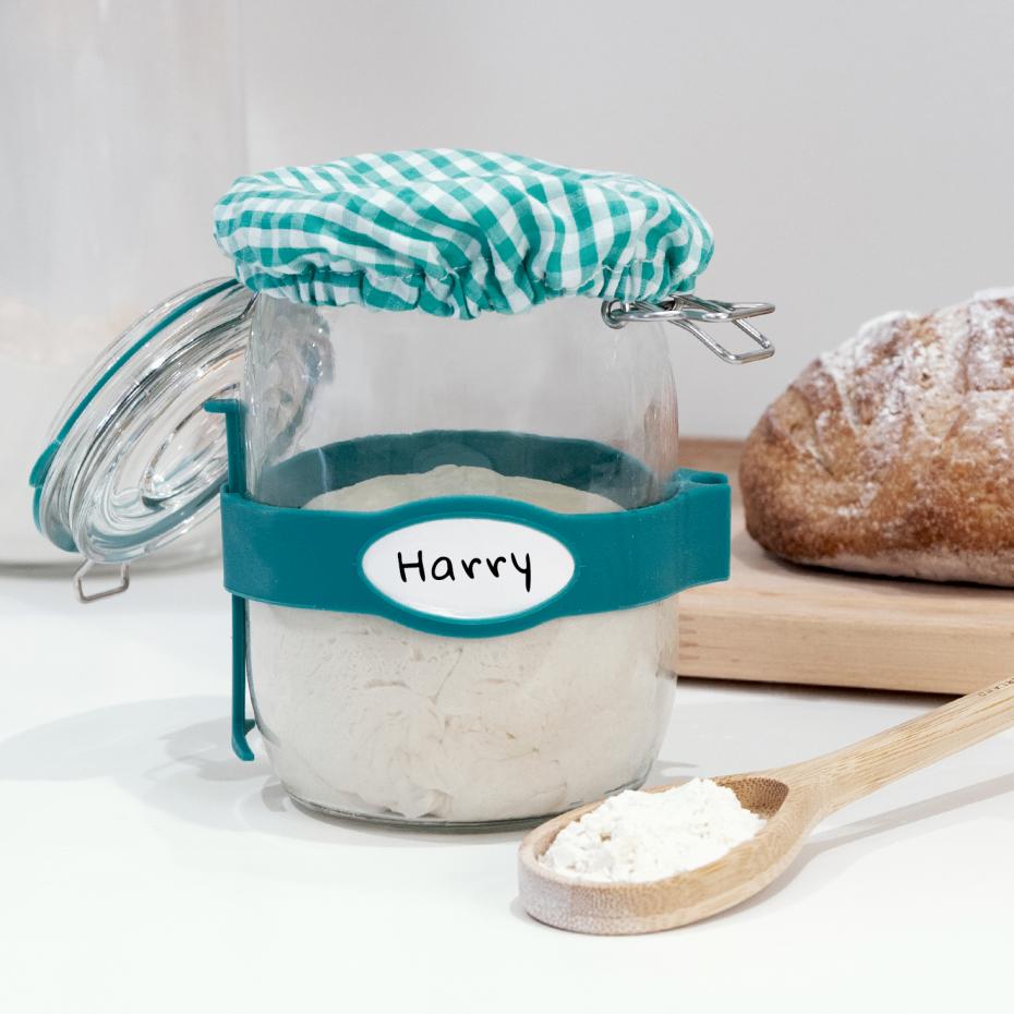 Sourdough Starter Jar with Ingredients and Breathable Cotton Hat