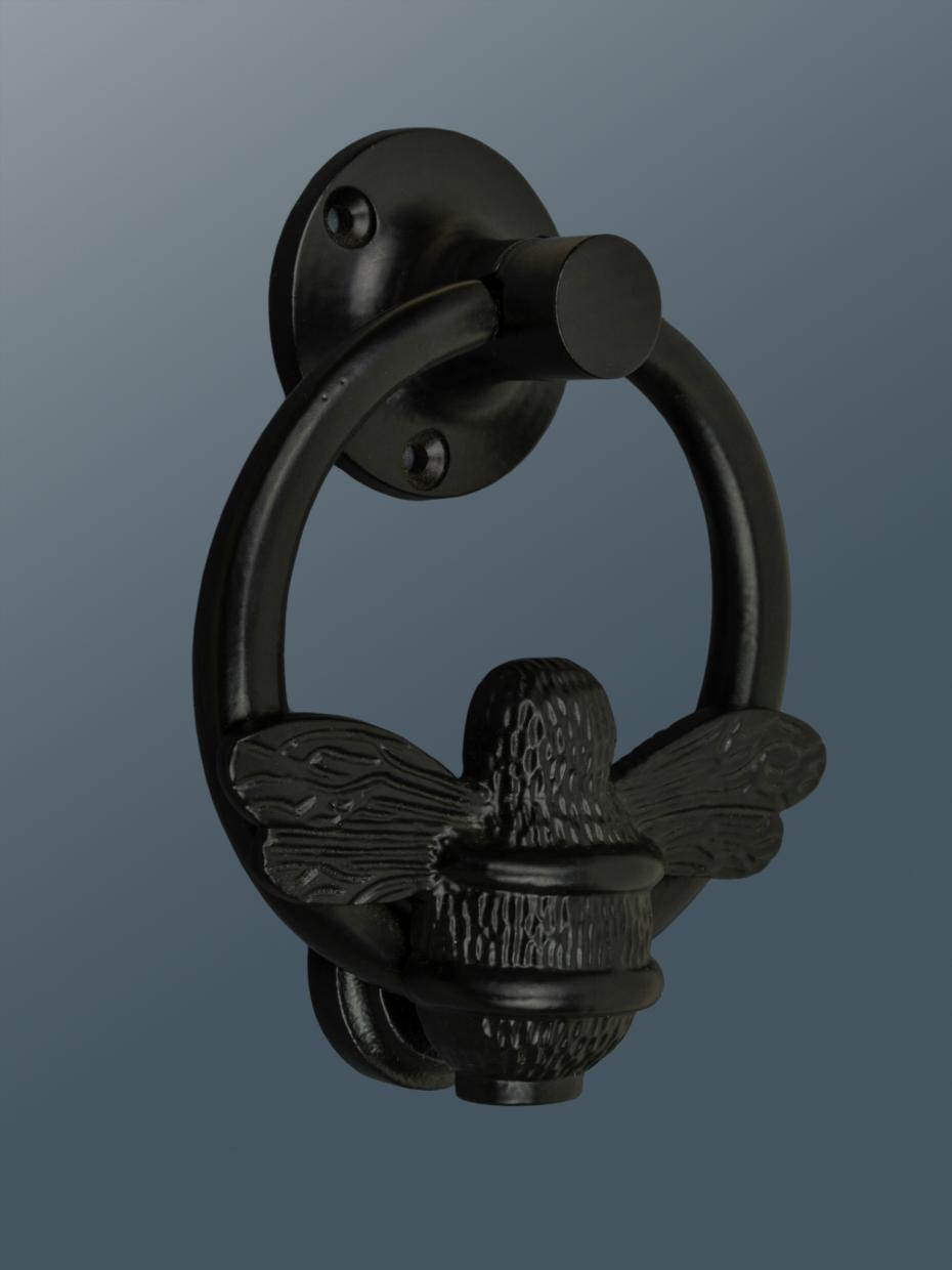 Brass Bumble Bee Ring Door Knocker - Black Finish