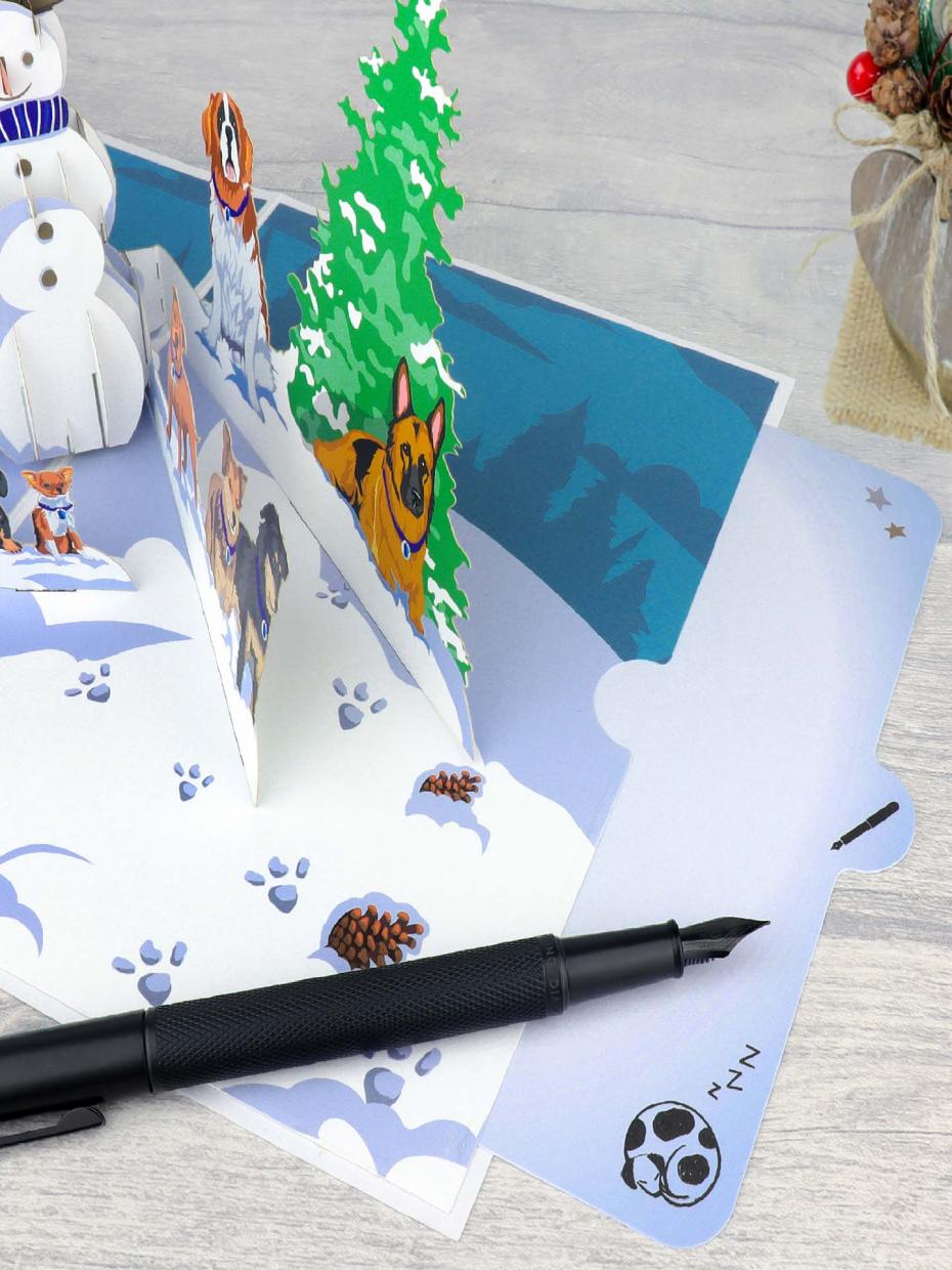Battersea Charity Pop Up Cards - Slide Out Notecard To Write Message On