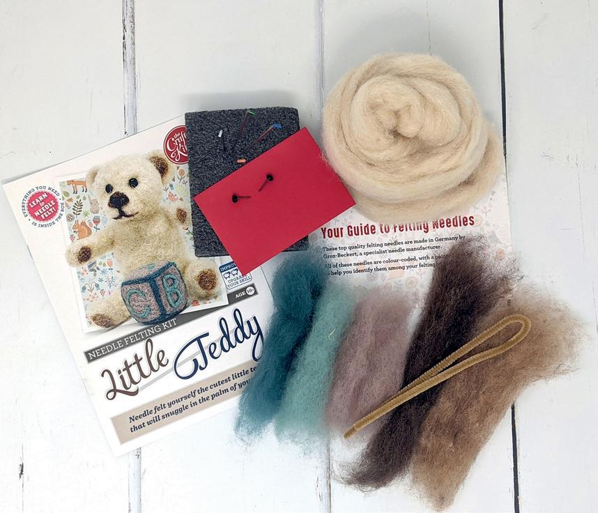 Little Teddy Needle Felting Kit contents
