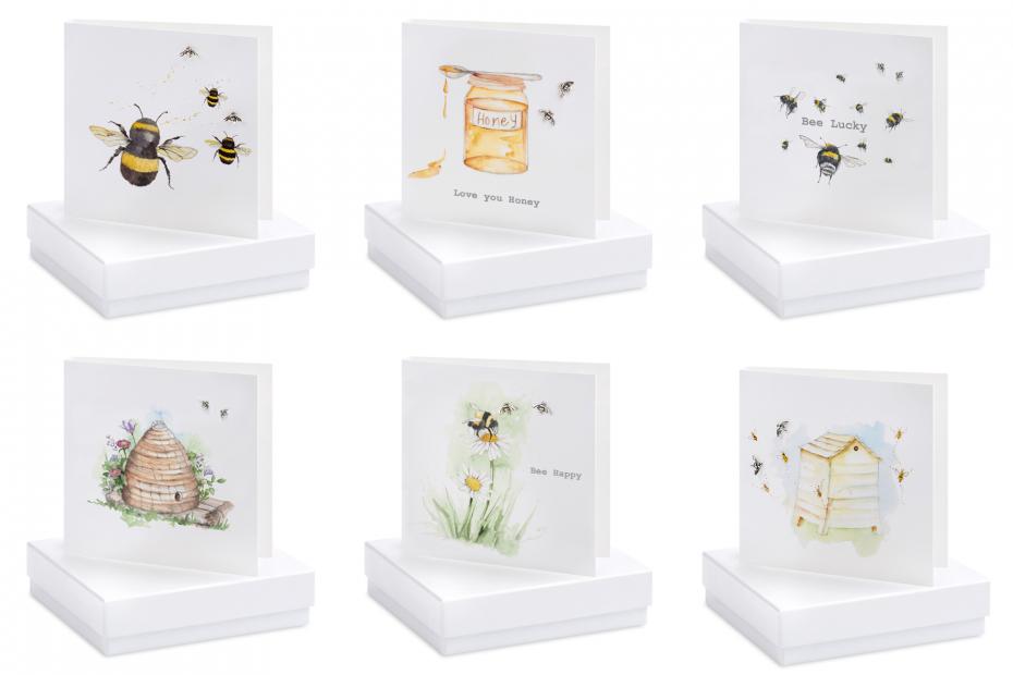 Bee Sterling Silver Earring Jewellery Card & Gift Box Collection
