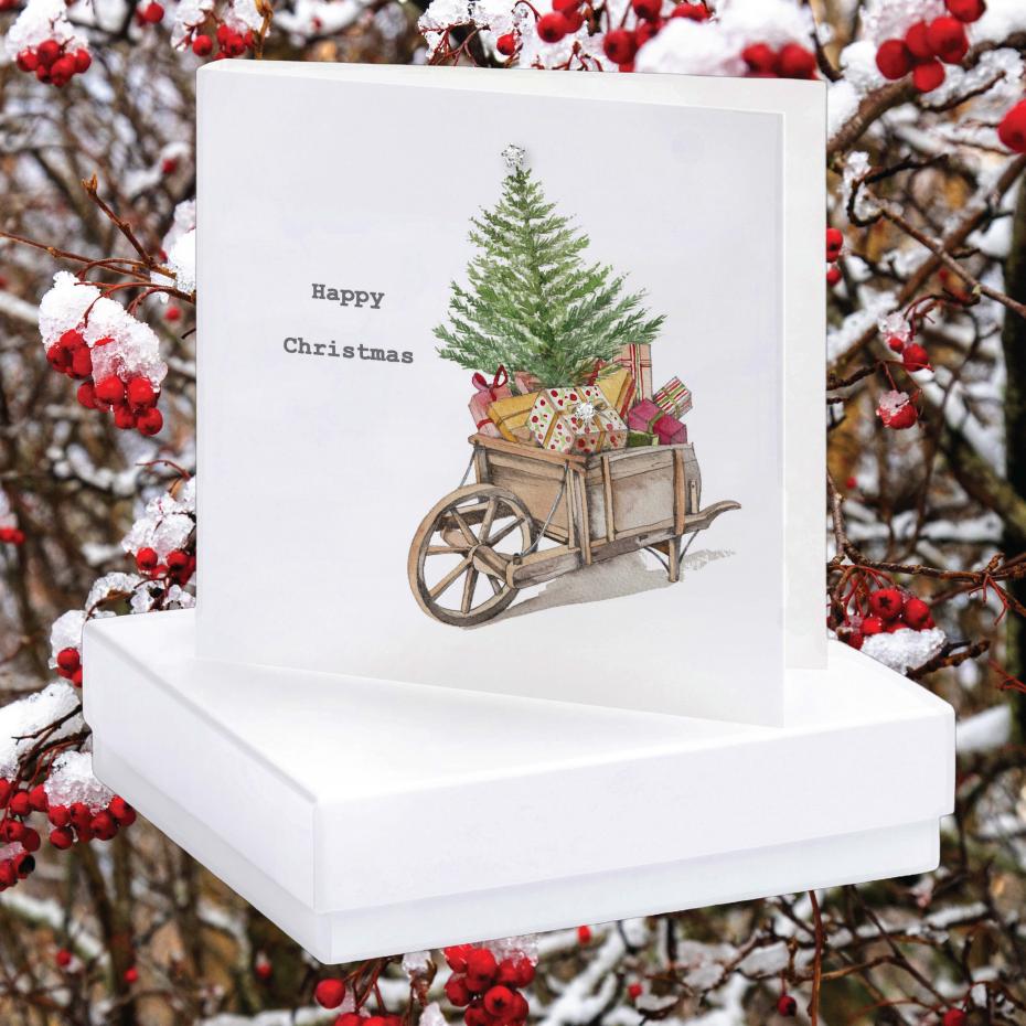 Classic Crumble Collection - Boxed Card with Silver Cubic Zirconia  Earrings
