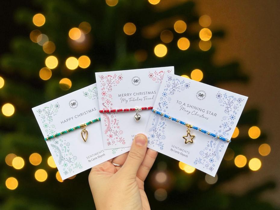 Group shot of our Festive Christmas Sentiment Bracelets