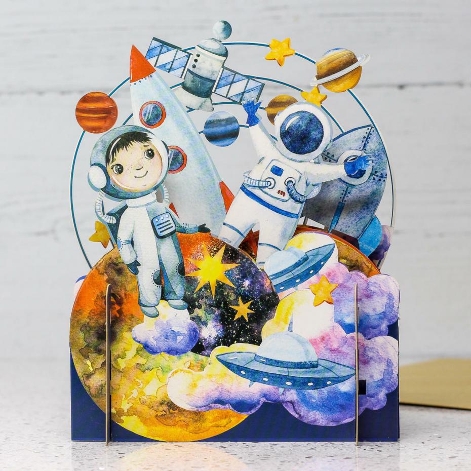space boy pop up card