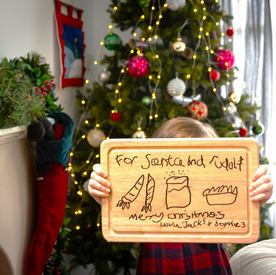 Personalised engraved chopping board with child's drawing