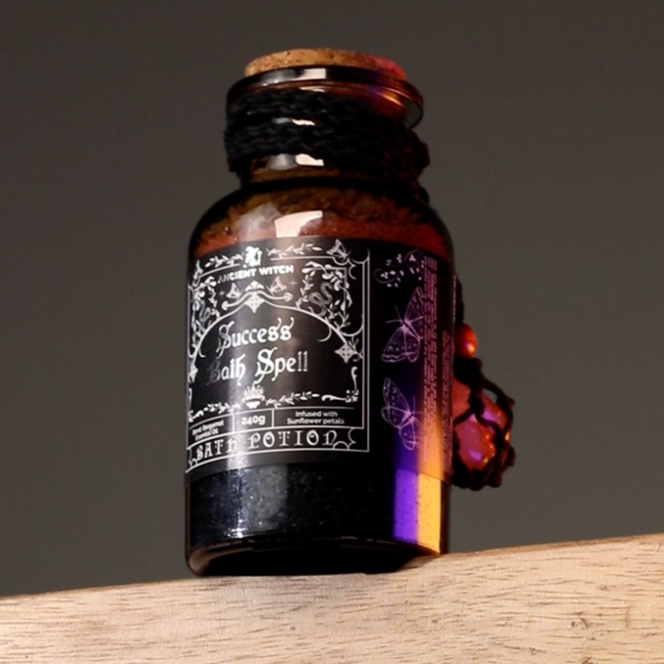 Ancient Witch Bath Spell Potion & Citrine Crystal Amulet - Success