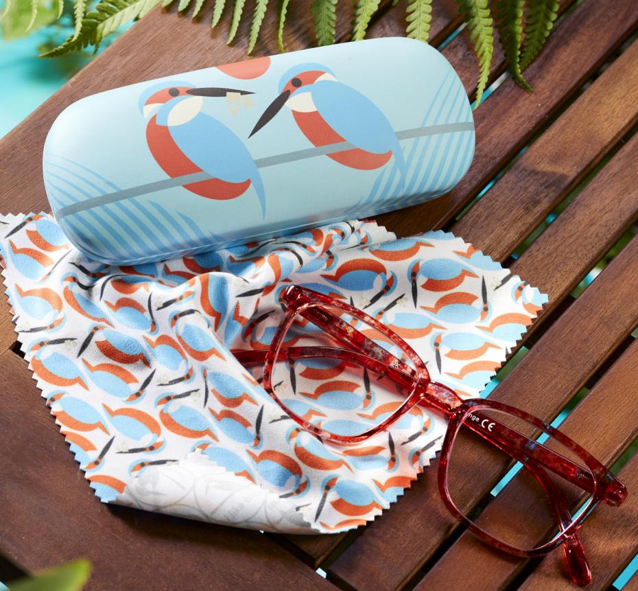 Chic bird themed eco cases and premium glasses cloths
