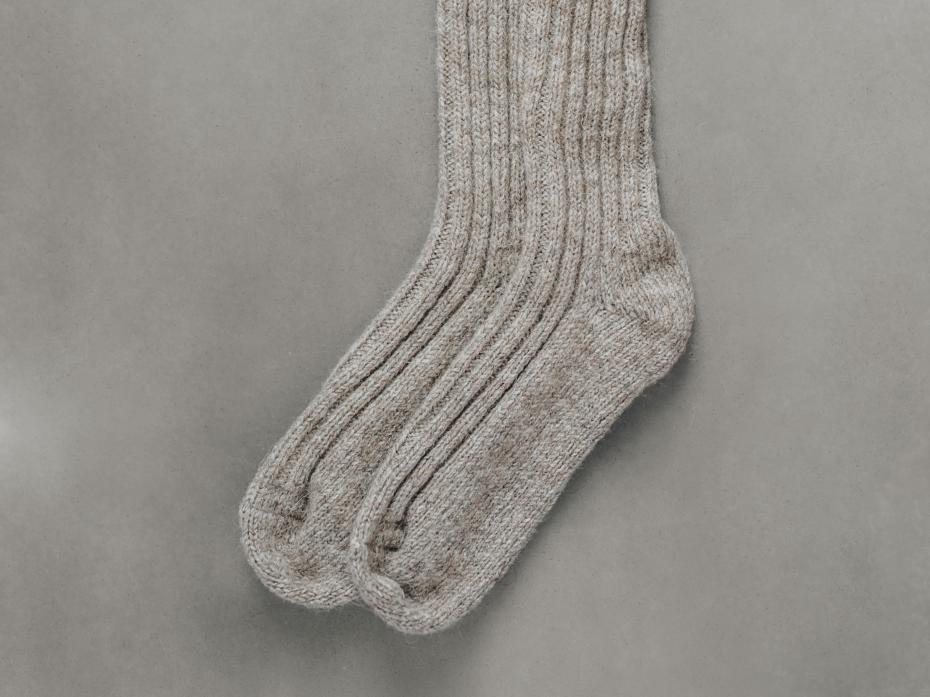 Merino Wool & Alpaca Boot Socks - Beige