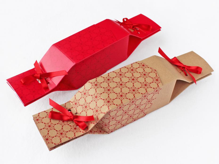 Keep This Cracker -  Christmas Snowflake design in Red and Kraft