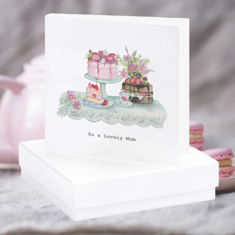 Classic Crumble Collection - Boxed Card with Silver Cubic Zirconia  Earrings