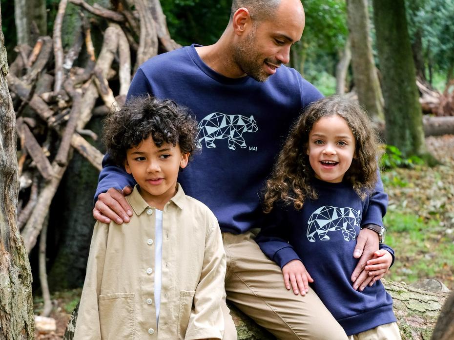 family dressing  in the The adorable polar bear in the  geometric hand-drawn print may love living in the cold – but we know you will be extra cosy and snug in this