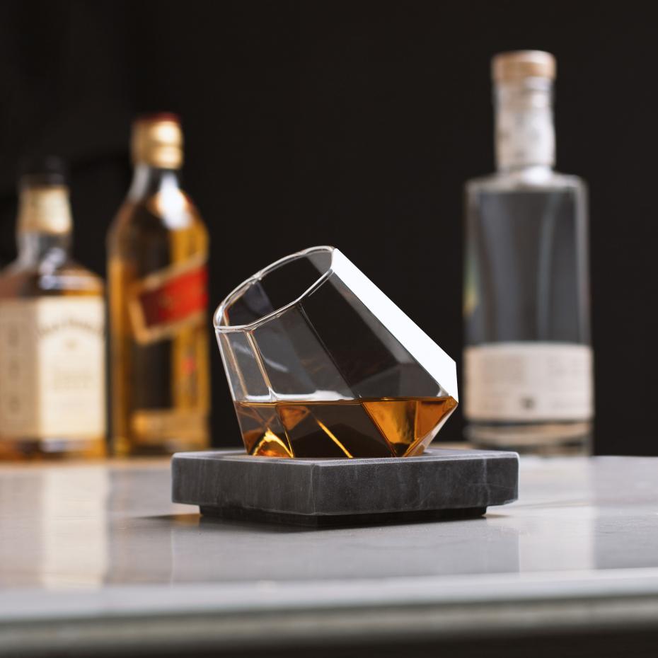 Diamond Glass Nesting in Marble Cooling Coaster