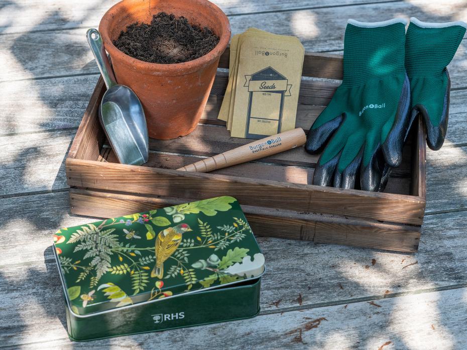 Burgon and Ball RHS Gifts for Gardeners 'Woodland Wonders' sowing and potting tin