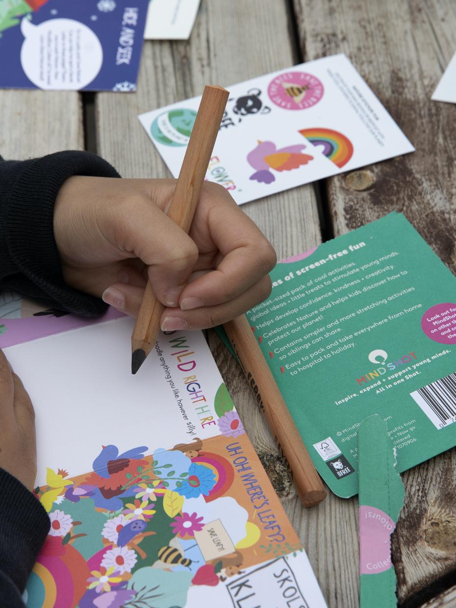 Kids just need to add a pencil to enjoy some imaginative nature-based play with every MindShot Nature + Now activity pack.