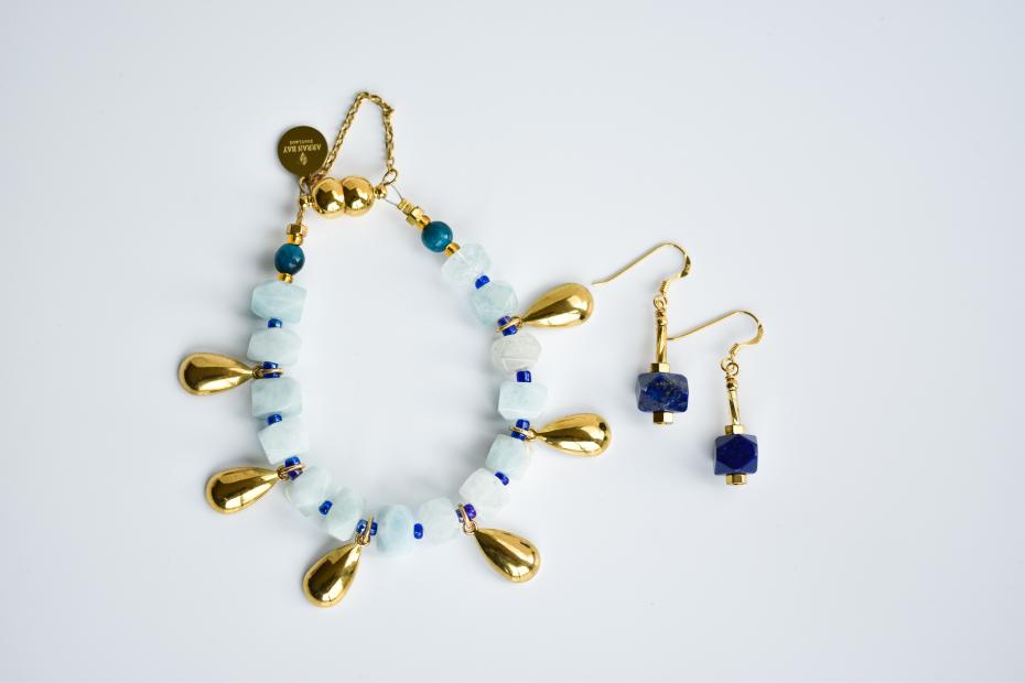 Petal and Stone aquamarine & lapis lazuli